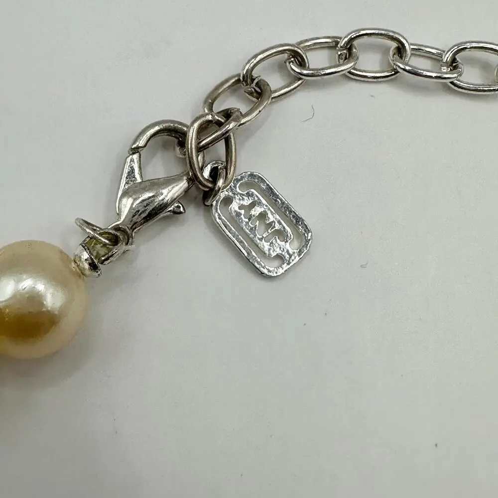 Jones New York Necklace Faux Pearl Pendant JNY Costume Jewelry Retro